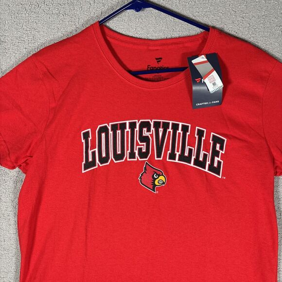 NWT Louisville Cardinals T Shirt‎ Women’s Size L Red Fanatics NCAA University - Picture 2 of 9